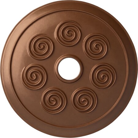 Spiral Ceiling Medallion (Fits Canopies up to 4"), 25 1/4"OD x 4"ID x 2"P, Polished Copper